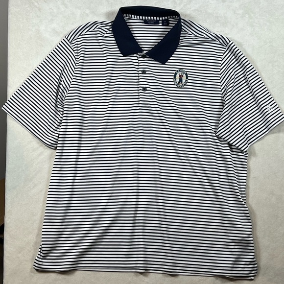 2XL Pinehurst by Adidas 2014 U.S. Open Official Navy Stripe Polo Shirt - Picture 1 of 11